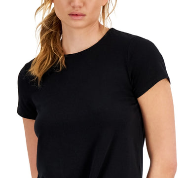 ID Ideology Women's Knot Front T-Shirt Black Size Small