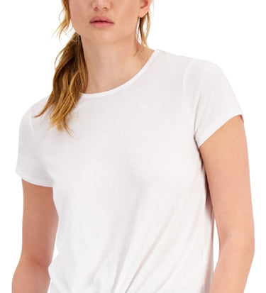 ID Ideology Women's Knot Front T-Shirt White Size X-Large