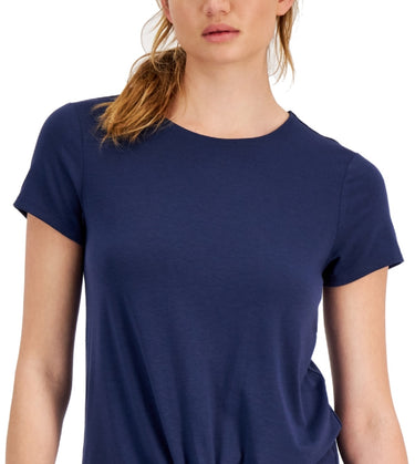 ID Ideology Women's Knot Front T Shirt Blue Size Medium