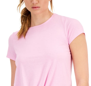 ID Ideology Women's Knot Front T-Shirt Pink Size Medium