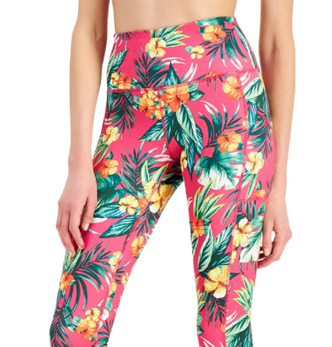 ID Ideology Women's Tropical Side Pocket Cropped Leggings Pink