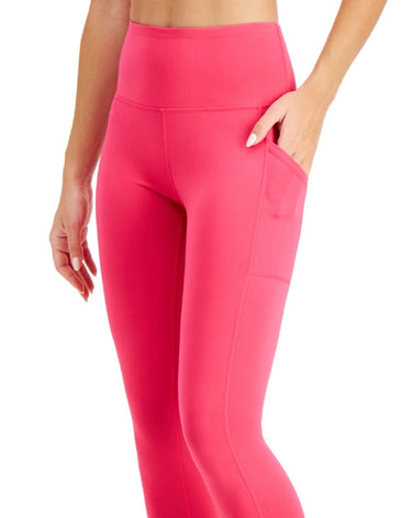 ID Ideology Women's Compression High Waist Side Pocket 7/8 Length Leggings Pink