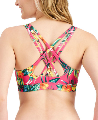 ID Ideology Women's Tropical Print Low Impact Sports Bra Pink Size Large