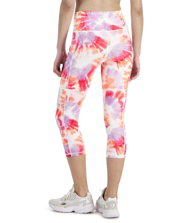 ID Ideology Women's Compression Dye Print Side Pocket Cropped Leggings Orange Size Small