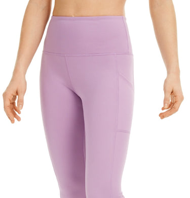 ID Ideology Women's Compression High Rise Side Pocket Cropped Leggings Purple Size X-Large