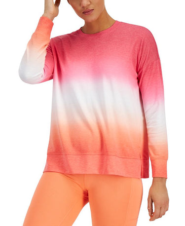 ID Ideology Women's Dip Dye Crewneck Top Pink Size X-Small