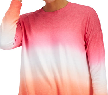 ID Ideology Women's Dip Dye Crewneck Top Orange Size X-Small