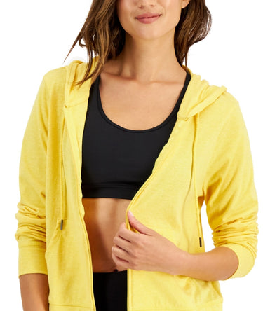 ID Ideology Women's Retro Recycled Full Zip Jacket Yellow