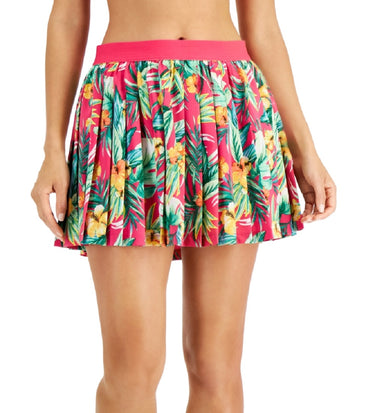 ID Ideology Women's Tropical Printed Pleated Skort Pink