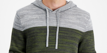 Sun + Stone Men's Colorblocked Hooded Sweater Gray Size Large