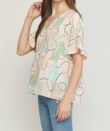 Entro - Abstract Peplum Top