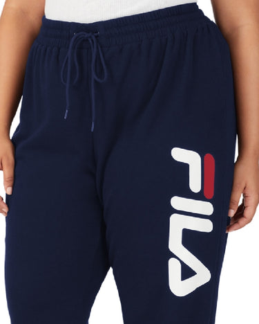 Fila Women's Stand Graphic Drawstring Waist Jogger Pants Blue Size 1X