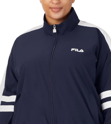 Fila Women's Jovia Zip Front Logo Track Jacket Blue Size 3X