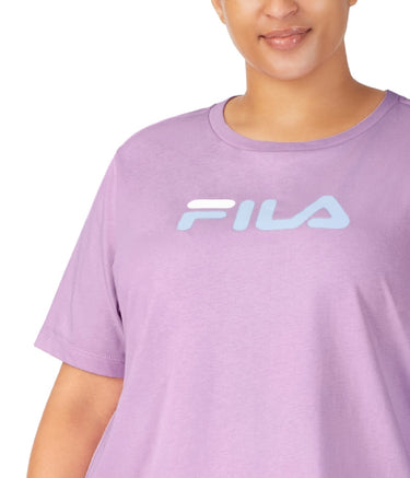 Fila Women's Thea Cotton Logo Short Sleeve T-Shirt Purple Size 2X