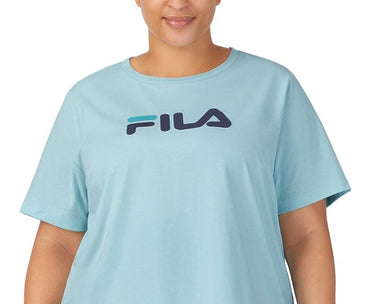 Fila Women's Thea Cotton Logo Short Sleeve T-Shirt Blue Size TBD