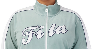 Fila Women's Valery Logo Zip Front Velour Jacket Blue Size 3X