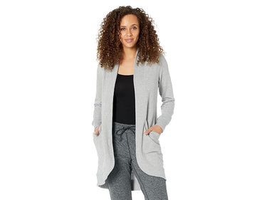 LL Bean Women's SoftFlex Long Open Cardigan - Gray Heather