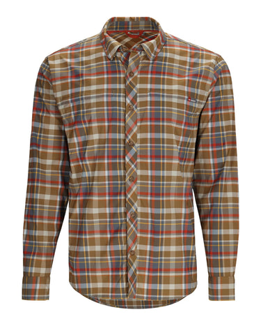 Simms Mens Bugstopper Long Sleeve Fishing Shirt Insect Shield UPF 30 Chestnut Multi Plaid X Large