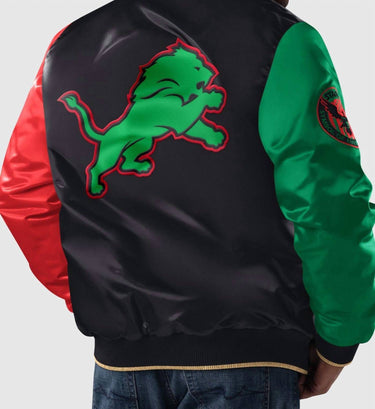 Starter - Men's Detroit Lions History Month Quilted Lining Satin Full-Snap Jacket