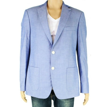 Mens Chambray Long Two-Button Sport Coat