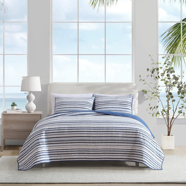 Nautica Pembrook Cotton Reversible Blue Quilt Set