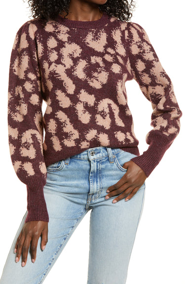 VERO MODA Tari Leopard Spot Jacquard Sweater in Port Royale, Size Medium