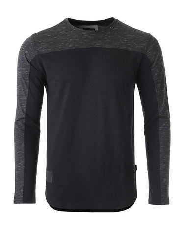 Zimego - Color Block Long Sleeve Hemline Athletic Hiphop Shirt