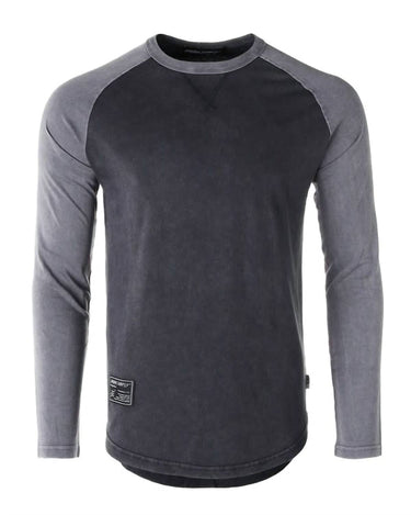 Zimego - Athletic Fit Baseball Retro Contrast Long Sleeve Raglan Tee