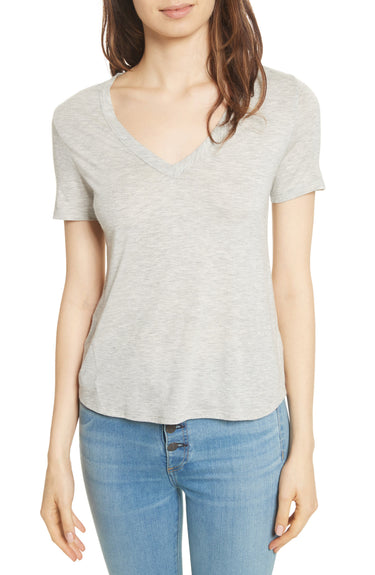 Women's Veronica Beard Cindy V-Neck T-Shirt, Size X-Large - Grey
