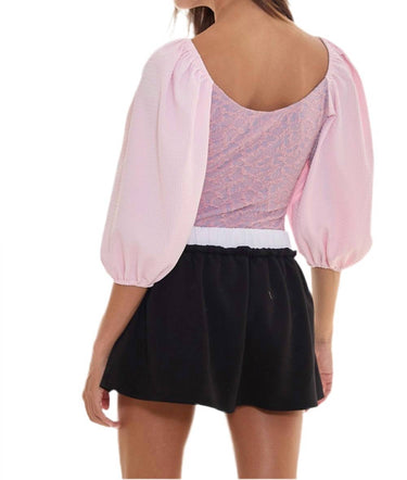 Bucketlist - Contrast Puff Sleeve Bodysuit