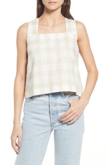 Madewell Linen Blend Sunside Button Back Crop Top in Natural Linen Yd, Size 4