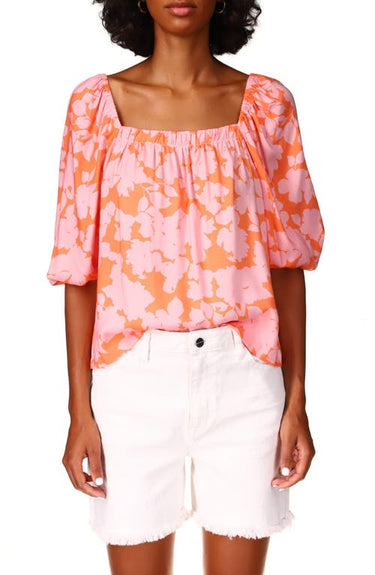 Sanctuary Floral Square Neck Top - Melon