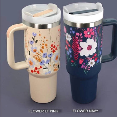 Wall To Wall - Floral Flowers Cottage Print 40 Oz Stainless Steel Insulated Tumbler