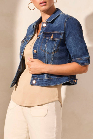 Tribal - Comfort Stretch Elbow Sleeve Denim Jacket
