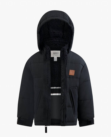 London Fog - Baby Boys Zip-front Hooded Sherpa Lined Puffer Jacket