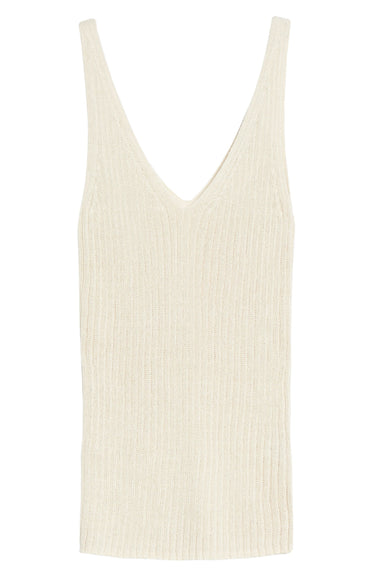 Women's Treasure & Bond V-Neck Ribbed Sweater Tank, Size Small - Beige