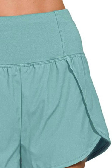 Zenana - Women's High Waisted Zippered Back Pocket Running Shorts