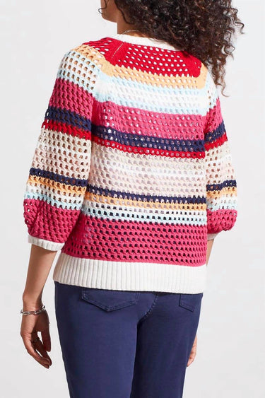 Tribal - 3/4 Tribal Sleeve Crew Neck Sweater