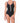 Reebok - Zip Tide Outline Shirred Zipper Front Scoop Neck One Piece Swimsuit