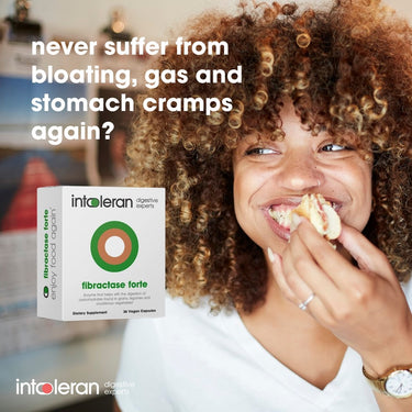 Intoleran® Fibractase Forte for Fructans and Galactans Intolerance, Enzymes Helping with the Digestion of Carbohydrates Found in Grains, Legumes and Cruciferous Vegetables - 36 Vegan Capsules