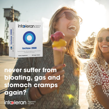 Intoleran® Lactase 2500 for Lactose Intolerance, Lactase Enzyme Helping with the Digestion of Dairy Products - 100 Small Tablets