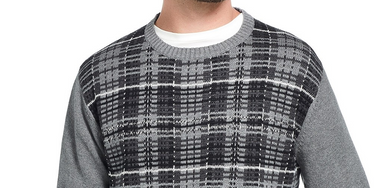 Weatherproof Vintage Men's Plaid Sweater Dark Gray Size Large
