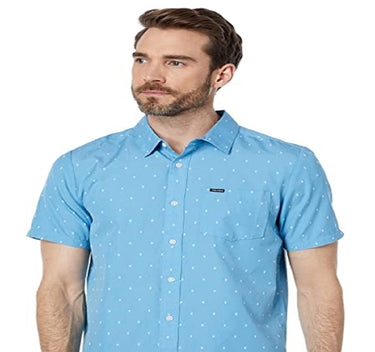 Volcom Men's Janko Short Sleeve Woven Shirts Blue Size Medium