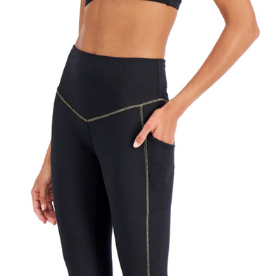 ID Ideology Women's Contrast Trim 7/8 Leggings Black Size X-Small