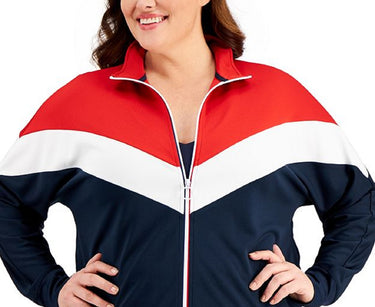 ID Ideology Women's Olympics Colorblock Zip Front Jacket Blue Size 1X
