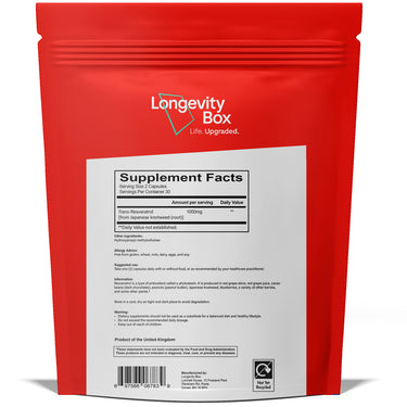 Longevity Box Premium Ultra Pure Trans Resveratrol - 60 Capsules
