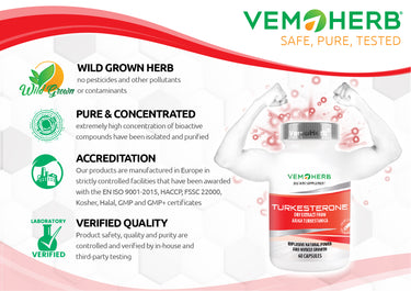 VemoHerb Turkesterone, Dietary Supplement - 60 Capsules